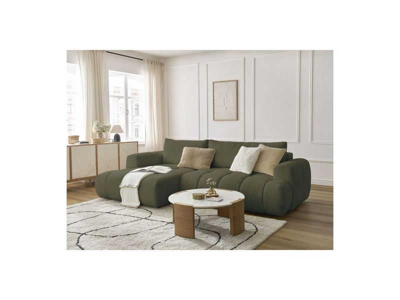 Canapé D'Angle Convertible - Fuji - Tissu Bouclette - Angle Gauche