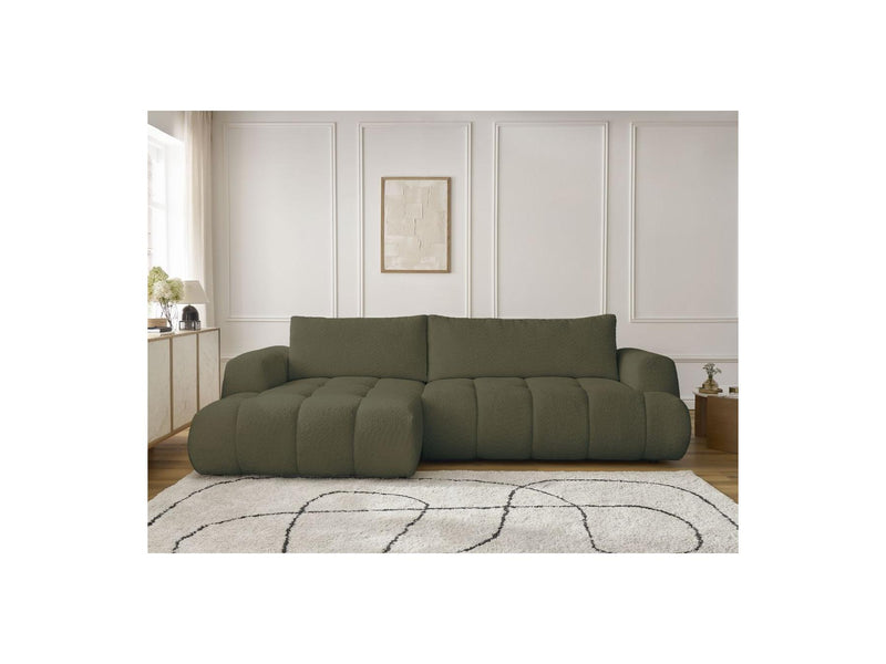 Canapé D'Angle Convertible - Fuji - Tissu Bouclette - Angle Gauche