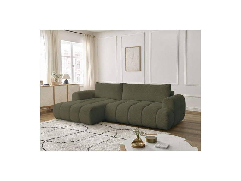 Canapé D'Angle Convertible - Fuji - Tissu Bouclette - Angle Gauche