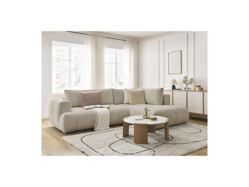 Canapé D'Angle L Convertible - Fuji - Tissu Bouclette - Angle Droit