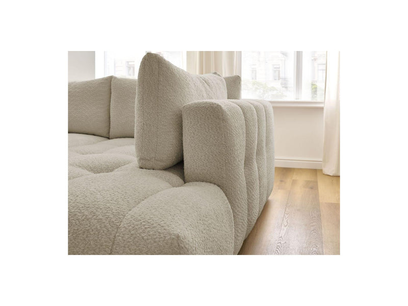 Canapé D'Angle L Convertible - Fuji - Tissu Bouclette - Angle Droit