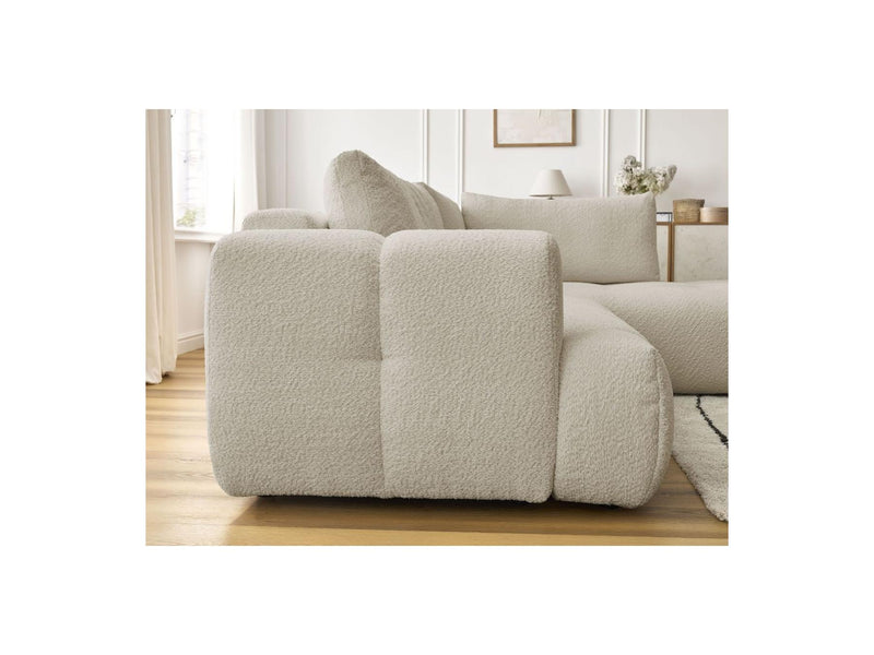 Canapé D'Angle L Convertible - Fuji - Tissu Bouclette - Angle Droit