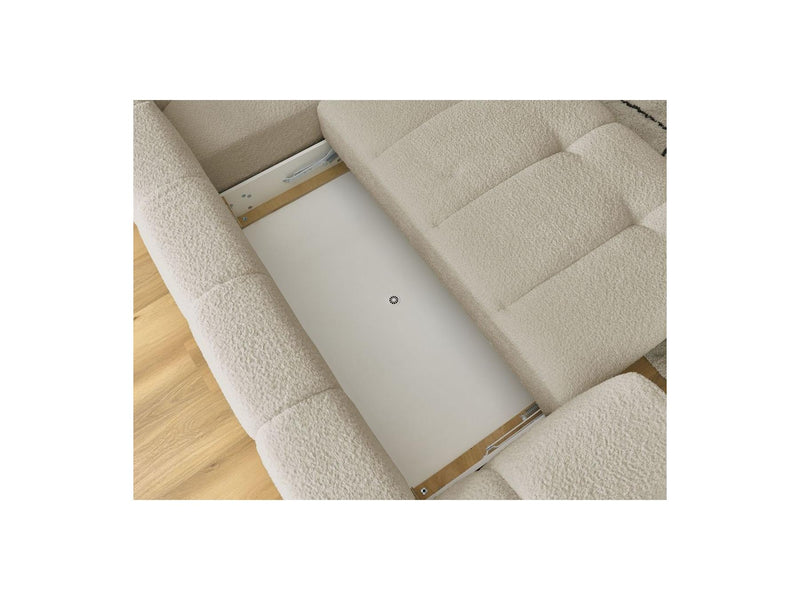 Canapé D'Angle L Convertible - Fuji - Tissu Bouclette - Angle Droit