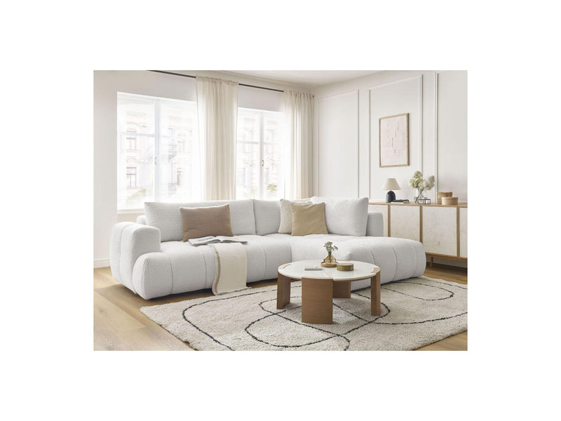 Canapé D'Angle L Convertible - Fuji - Tissu Bouclette - Angle Droit