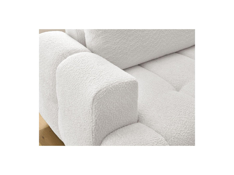 Canapé D'Angle L Convertible - Fuji - Tissu Bouclette - Angle Droit