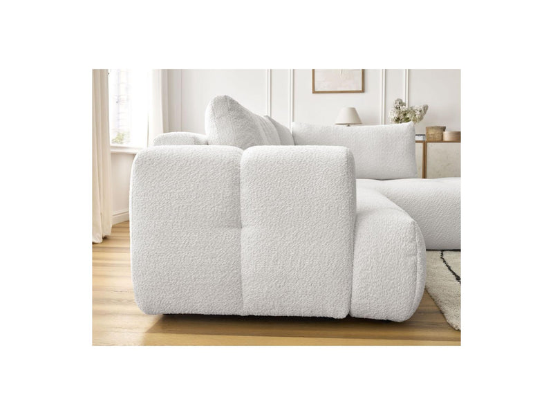 Canapé D'Angle L Convertible - Fuji - Tissu Bouclette - Angle Droit