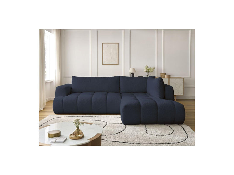 Canapé D'Angle L Convertible - Fuji - Tissu Bouclette - Angle Droit