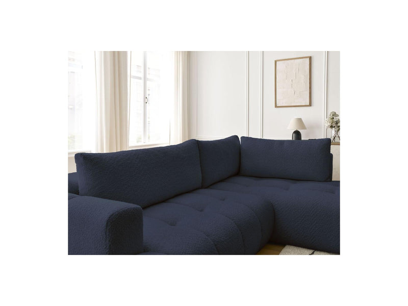 Canapé D'Angle L Convertible - Fuji - Tissu Bouclette - Angle Droit