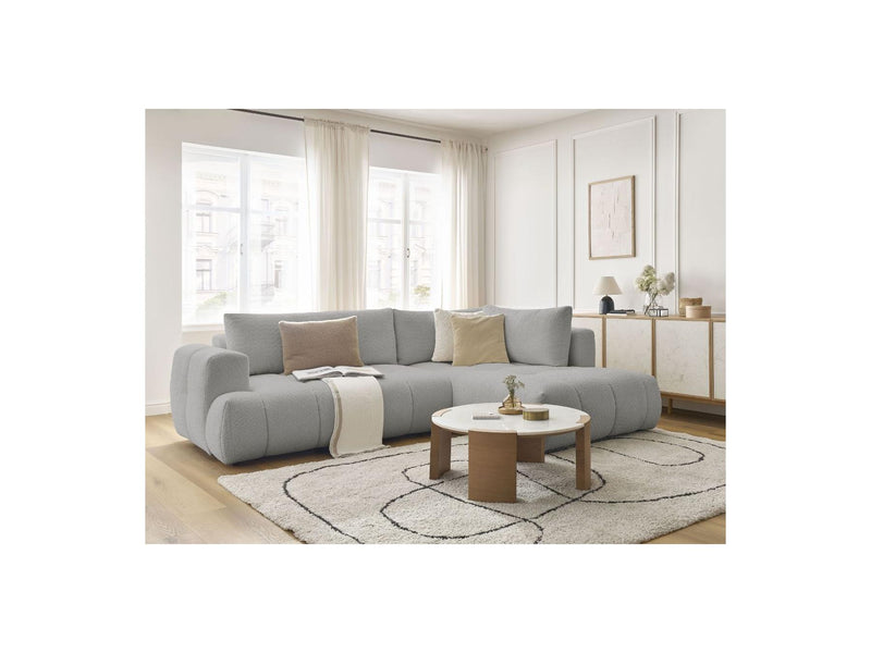 Canapé D'Angle L Convertible - Fuji - Tissu Bouclette - Angle Droit