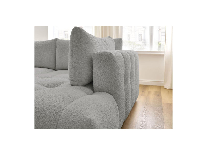 Canapé D'Angle L Convertible - Fuji - Tissu Bouclette - Angle Droit