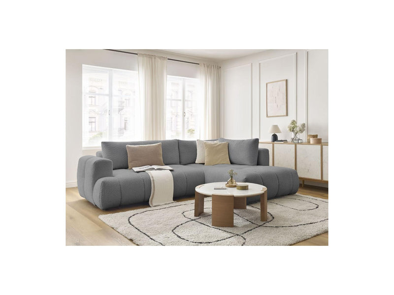 Canapé D'Angle L Convertible - Fuji - Tissu Bouclette - Angle Droit