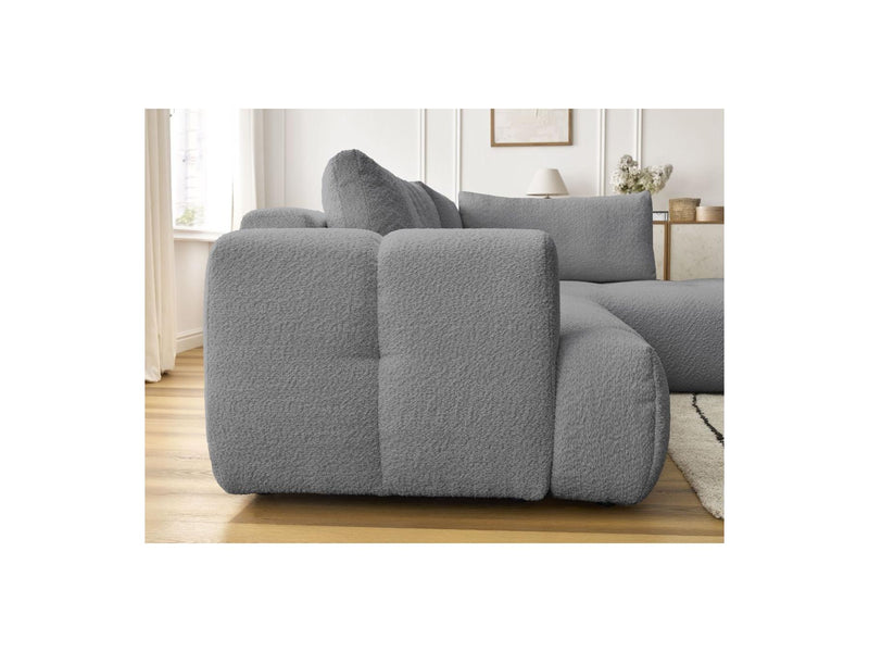 Canapé D'Angle L Convertible - Fuji - Tissu Bouclette - Angle Droit