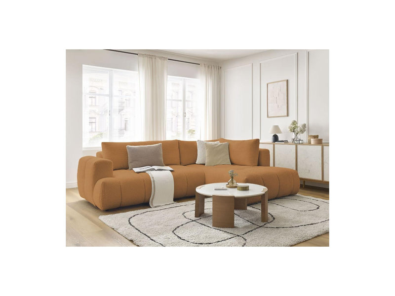 Canapé D'Angle L Convertible - Fuji - Tissu Bouclette - Angle Droit