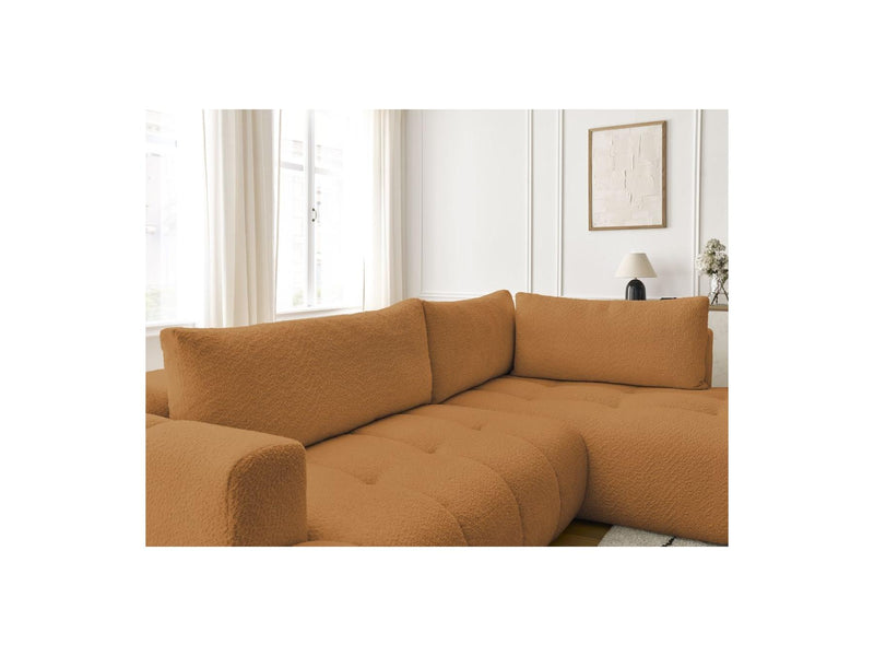 Canapé D'Angle L Convertible - Fuji - Tissu Bouclette - Angle Droit