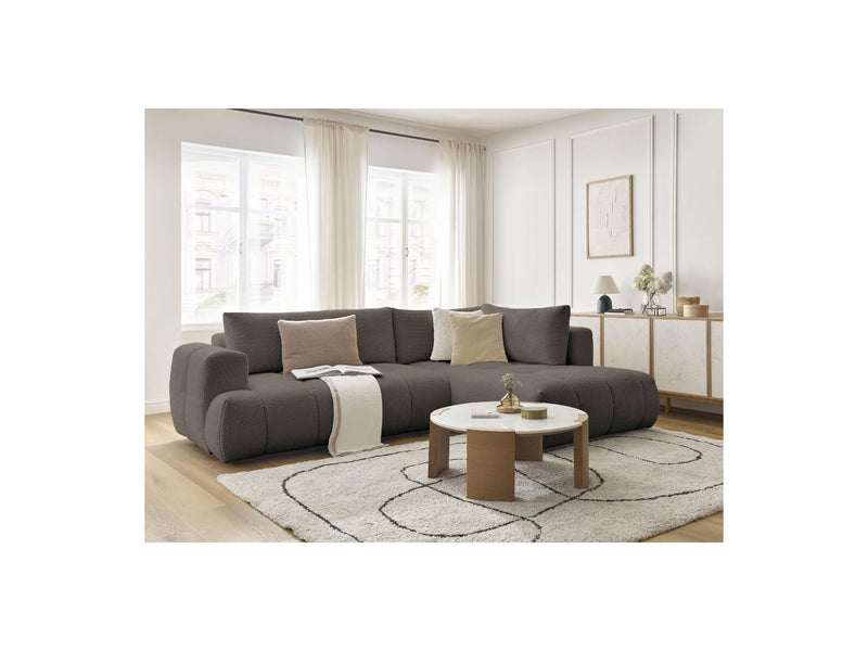 Canapé D'Angle L Convertible - Fuji - Tissu Bouclette - Angle Droit