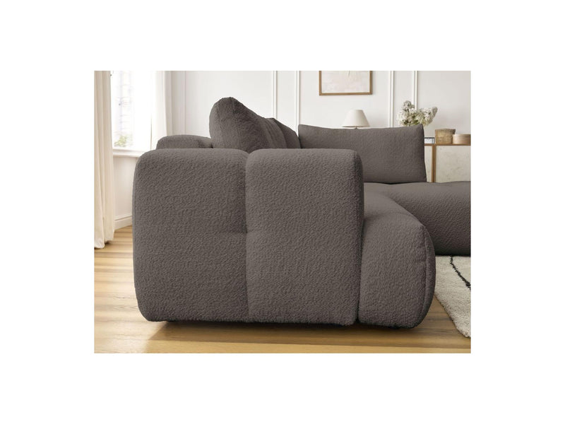 Canapé D'Angle L Convertible - Fuji - Tissu Bouclette - Angle Droit