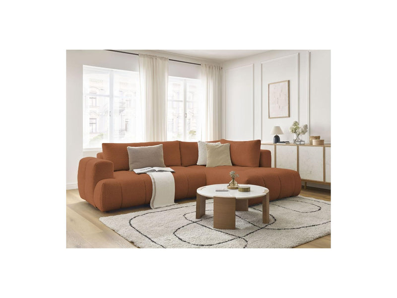 Canapé D'Angle L Convertible - Fuji - Tissu Bouclette - Angle Droit