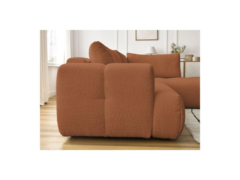 Canapé D'Angle L Convertible - Fuji - Tissu Bouclette - Angle Droit