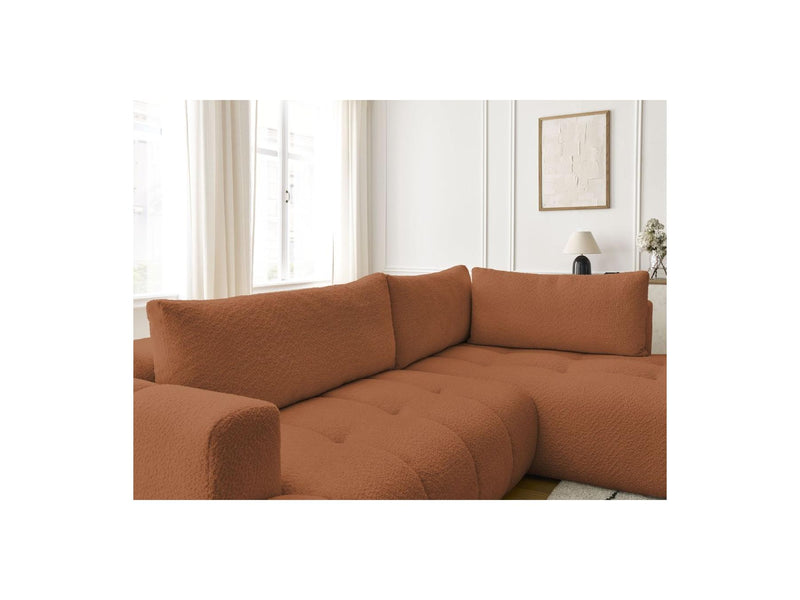 Canapé D'Angle L Convertible - Fuji - Tissu Bouclette - Angle Droit