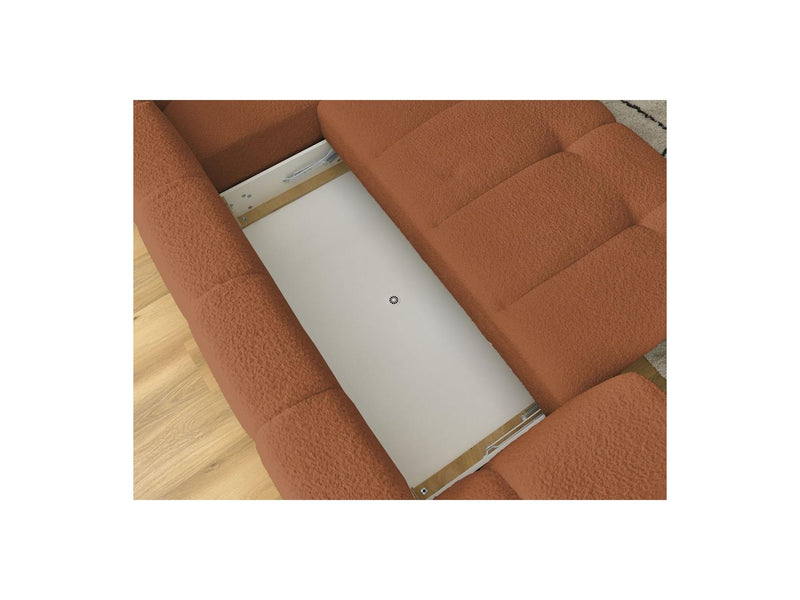 Canapé D'Angle L Convertible - Fuji - Tissu Bouclette - Angle Droit