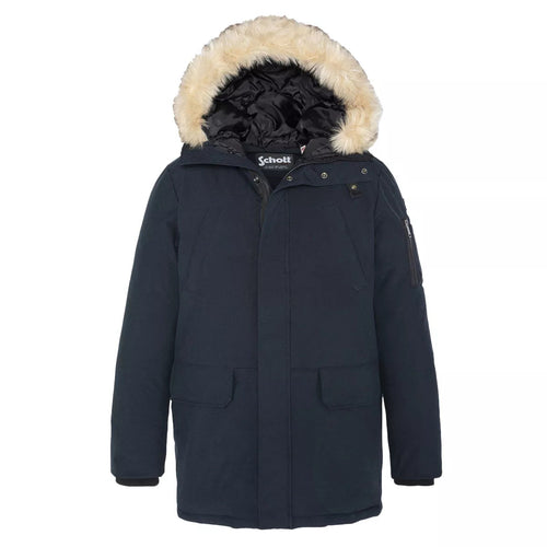 Schott - Parka Longue À Capuche Nelson20 - Marine/Beige