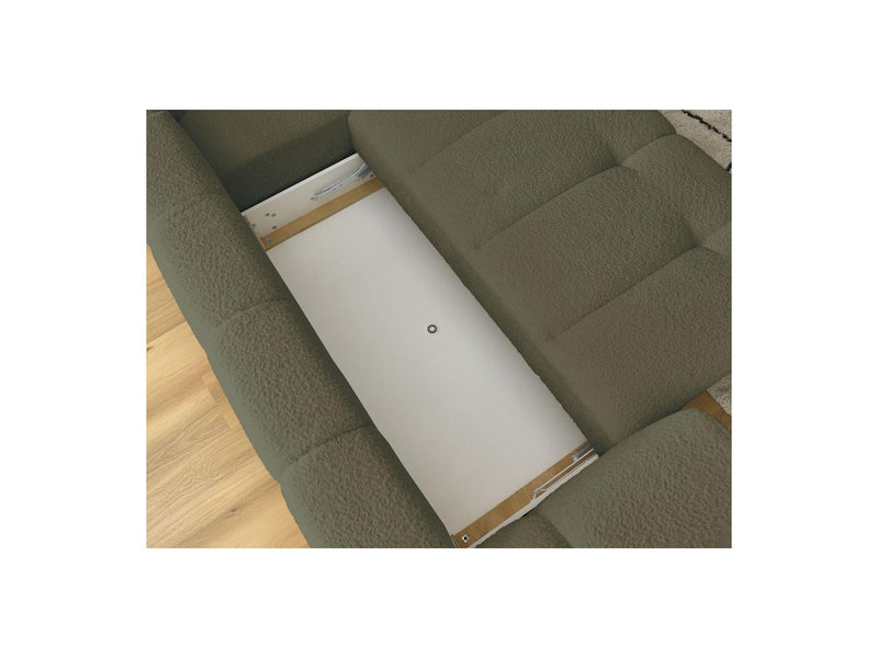 Canapé D'Angle L Convertible - Fuji - Tissu Bouclette - Angle Droit