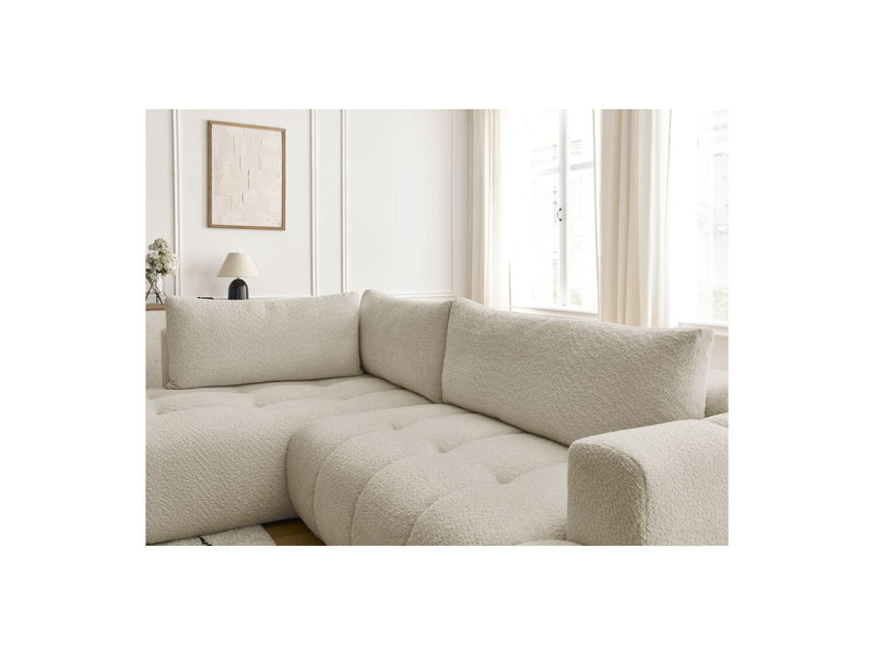 Canapé D'Angle L Convertible - Fuji - Tissu Bouclette - Angle Gauche