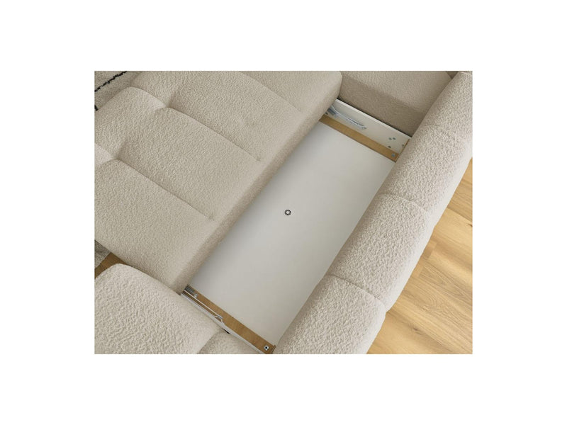 Canapé D'Angle L Convertible - Fuji - Tissu Bouclette - Angle Gauche