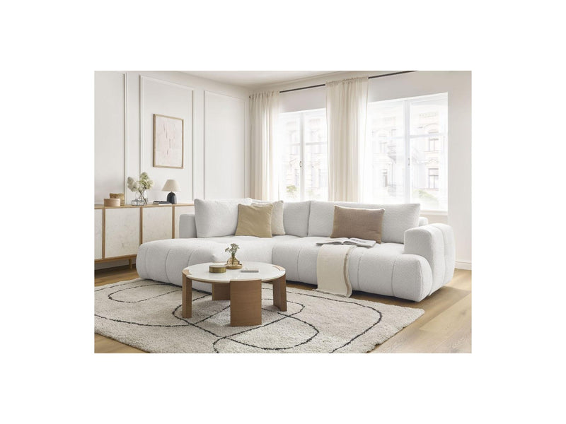 Canapé D'Angle L Convertible - Fuji - Tissu Bouclette - Angle Gauche