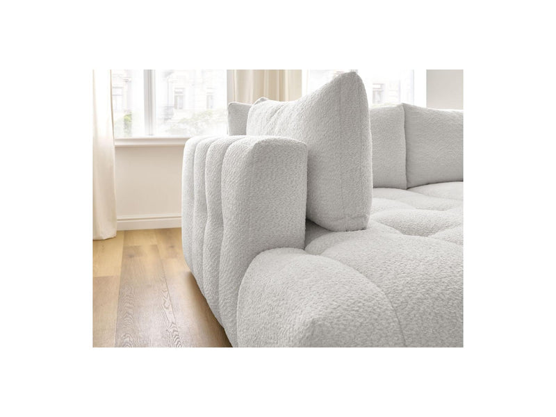 Canapé D'Angle L Convertible - Fuji - Tissu Bouclette - Angle Gauche