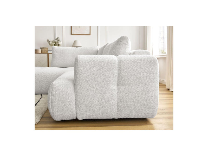 Canapé D'Angle L Convertible - Fuji - Tissu Bouclette - Angle Gauche