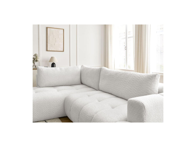 Canapé D'Angle L Convertible - Fuji - Tissu Bouclette - Angle Gauche