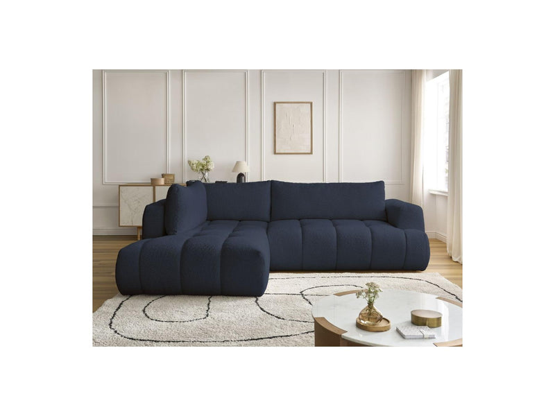 Canapé D'Angle L Convertible - Fuji - Tissu Bouclette - Angle Gauche