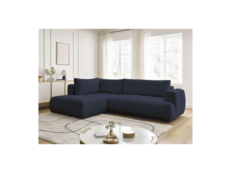 Canapé D'Angle L Convertible - Fuji - Tissu Bouclette - Angle Gauche