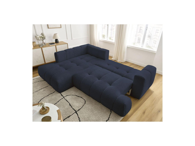 Canapé D'Angle L Convertible - Fuji - Tissu Bouclette - Angle Gauche