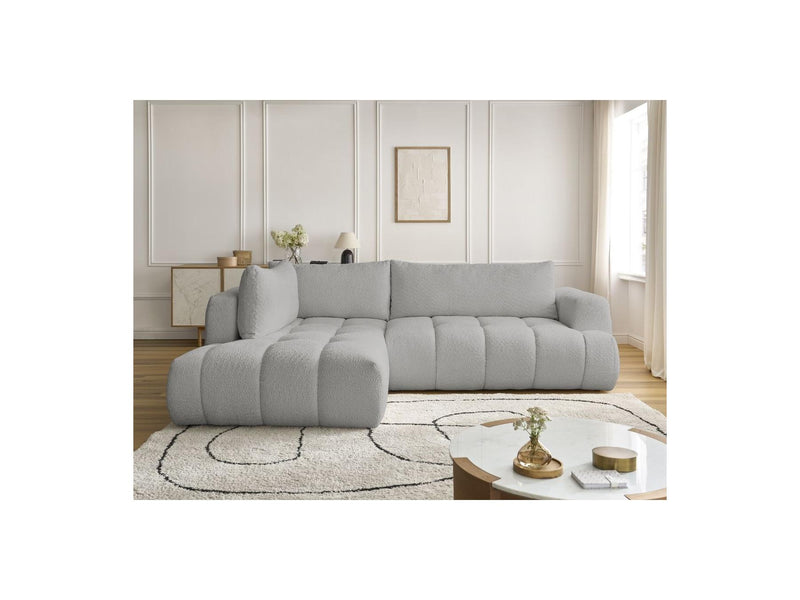 Canapé D'Angle L Convertible - Fuji - Tissu Bouclette - Angle Gauche