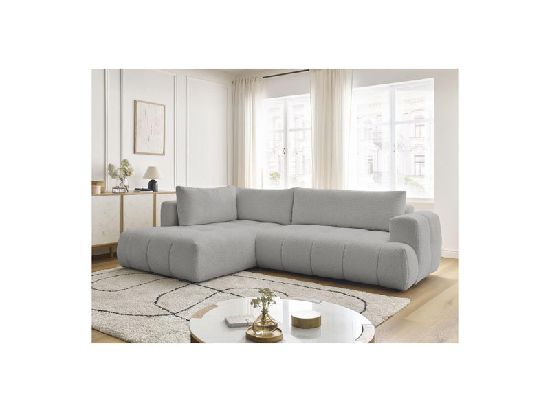 Canapé D'Angle L Convertible - Fuji - Tissu Bouclette - Angle Gauche