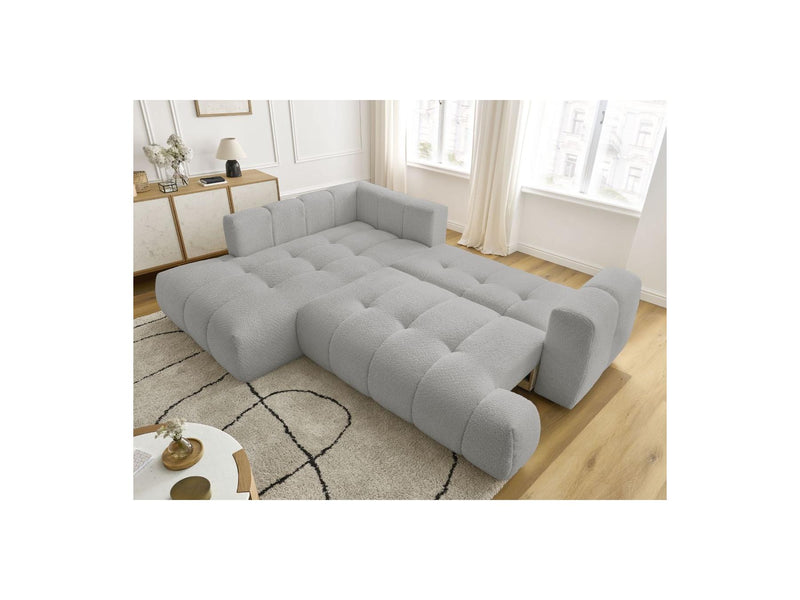 Canapé D'Angle L Convertible - Fuji - Tissu Bouclette - Angle Gauche