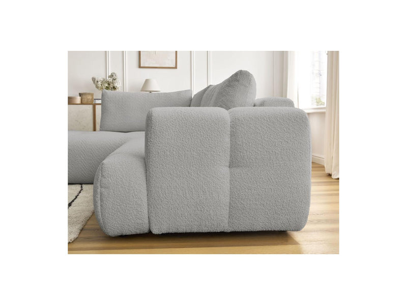 Canapé D'Angle L Convertible - Fuji - Tissu Bouclette - Angle Gauche