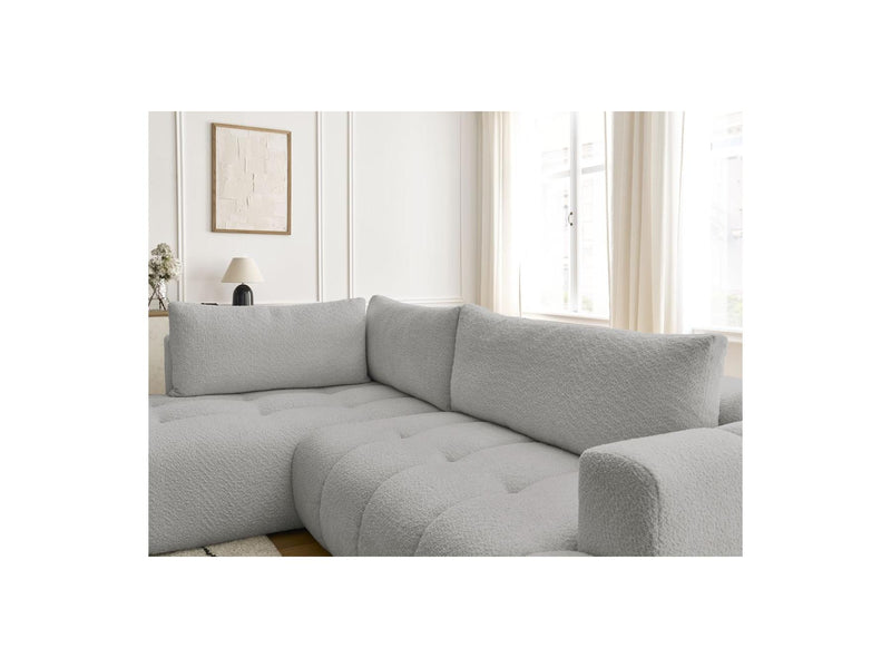 Canapé D'Angle L Convertible - Fuji - Tissu Bouclette - Angle Gauche