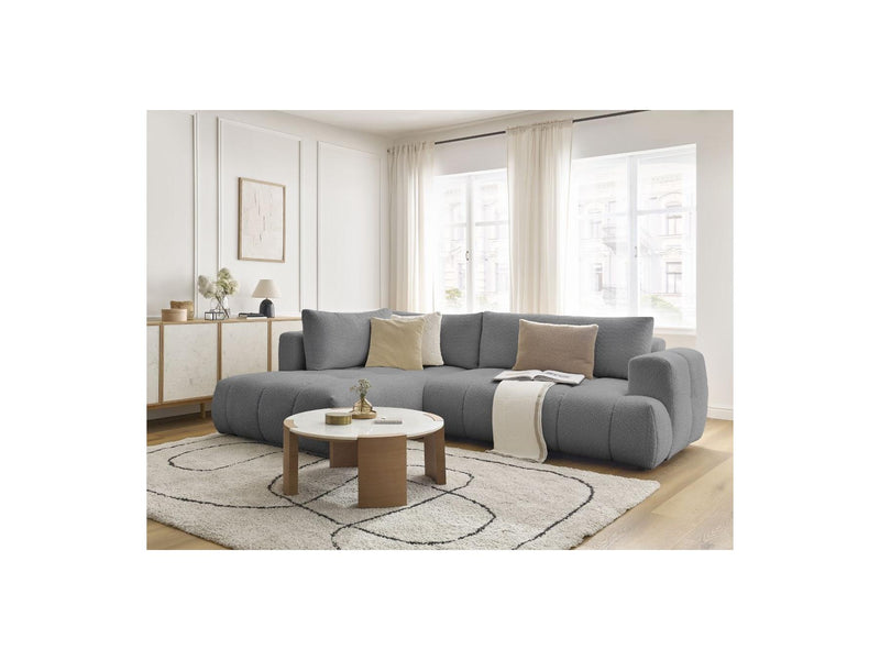 Canapé D'Angle L Convertible - Fuji - Tissu Bouclette - Angle Gauche