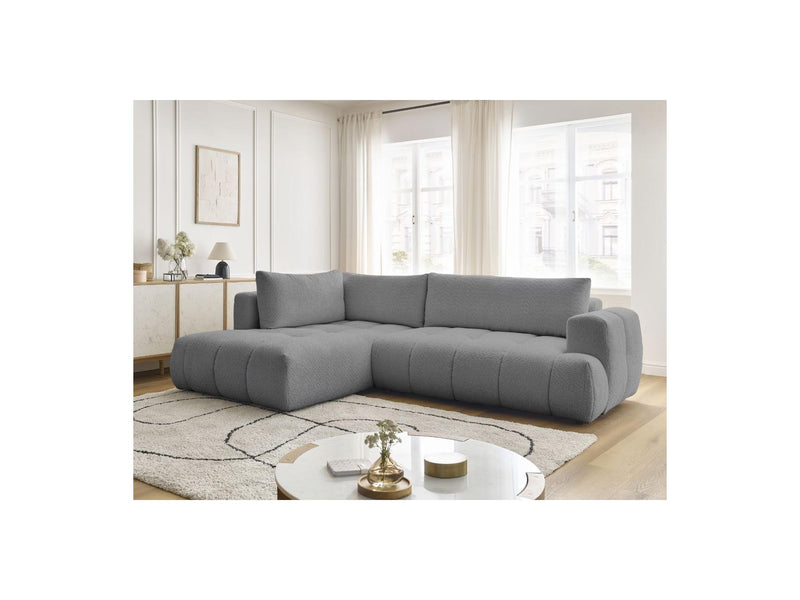 Canapé D'Angle L Convertible - Fuji - Tissu Bouclette - Angle Gauche