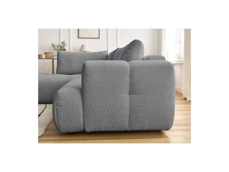 Canapé D'Angle L Convertible - Fuji - Tissu Bouclette - Angle Gauche
