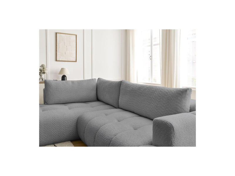 Canapé D'Angle L Convertible - Fuji - Tissu Bouclette - Angle Gauche