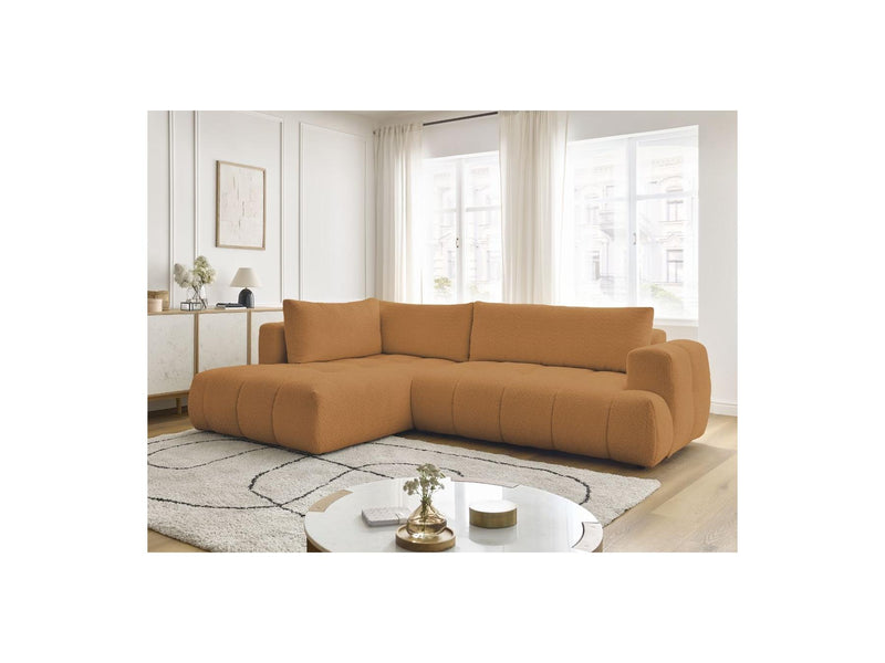 Canapé D'Angle L Convertible - Fuji - Tissu Bouclette - Angle Gauche