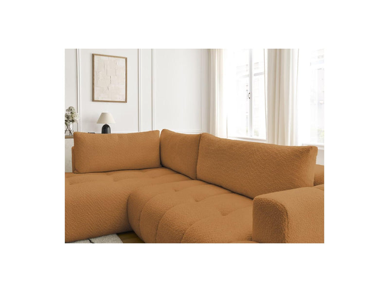 Canapé D'Angle L Convertible - Fuji - Tissu Bouclette - Angle Gauche