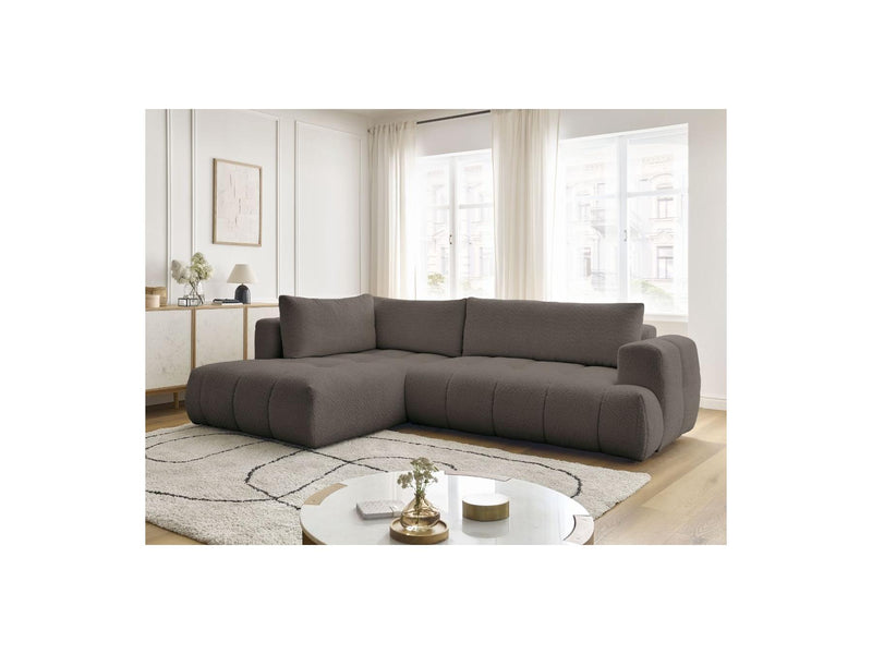 Canapé D'Angle L Convertible - Fuji - Tissu Bouclette - Angle Gauche