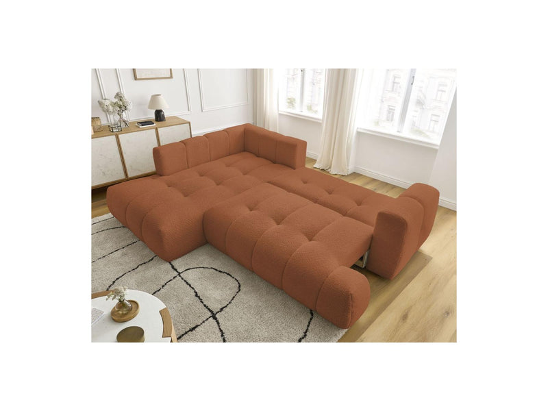 Canapé D'Angle L Convertible - Fuji - Tissu Bouclette - Angle Gauche