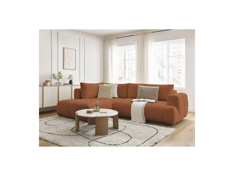 Canapé D'Angle L Convertible - Fuji - Tissu Bouclette - Angle Gauche