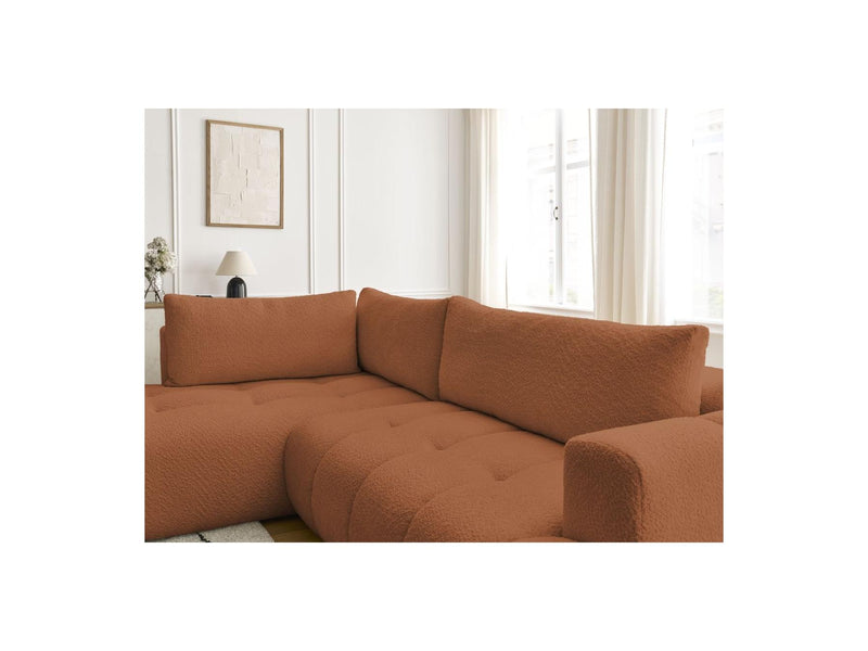 Canapé D'Angle L Convertible - Fuji - Tissu Bouclette - Angle Gauche